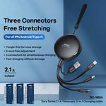 REMAX RC-185th 3 في 1 كابل شحن وبيانات تلسكوبي USB إلى 8 دبابيس + USB-C / Type-C + Micro USB سلسلة Sury