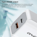 شاحن سفر سريع awei PD4 20W PD Type-C + QC 3.0 بمنفذ USB مع كابل بيانات، قابس الاتحاد الأوروبي