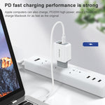 شاحن سفر سريع awei PD4 20W PD Type-C + QC 3.0 بمنفذ USB مع كابل بيانات، قابس الاتحاد الأوروبي