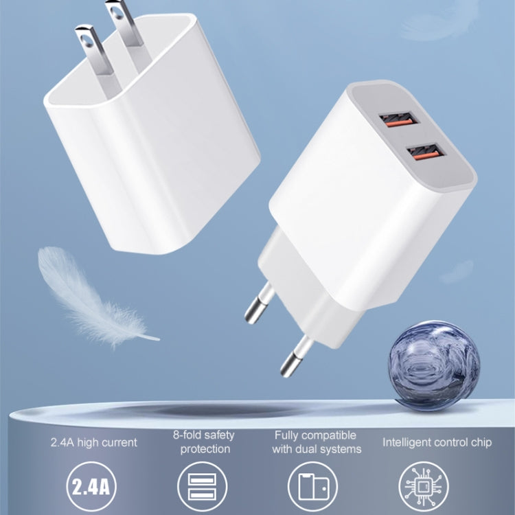 شاحن سفر فلاش بمنفذين USB بقوة 2.4 أمبير M117، قابس أوروبي، منفذين USB
