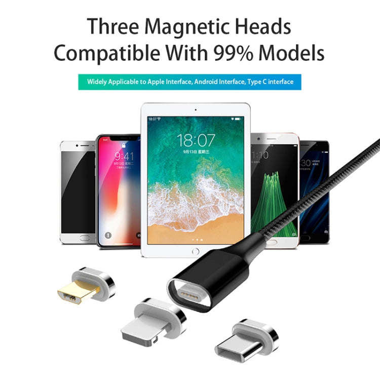 كابل بيانات مغناطيسي مضفر من النايلون USB إلى Micro USB، خرج 3A، طول الكابل: 2m، Micro USB، M11