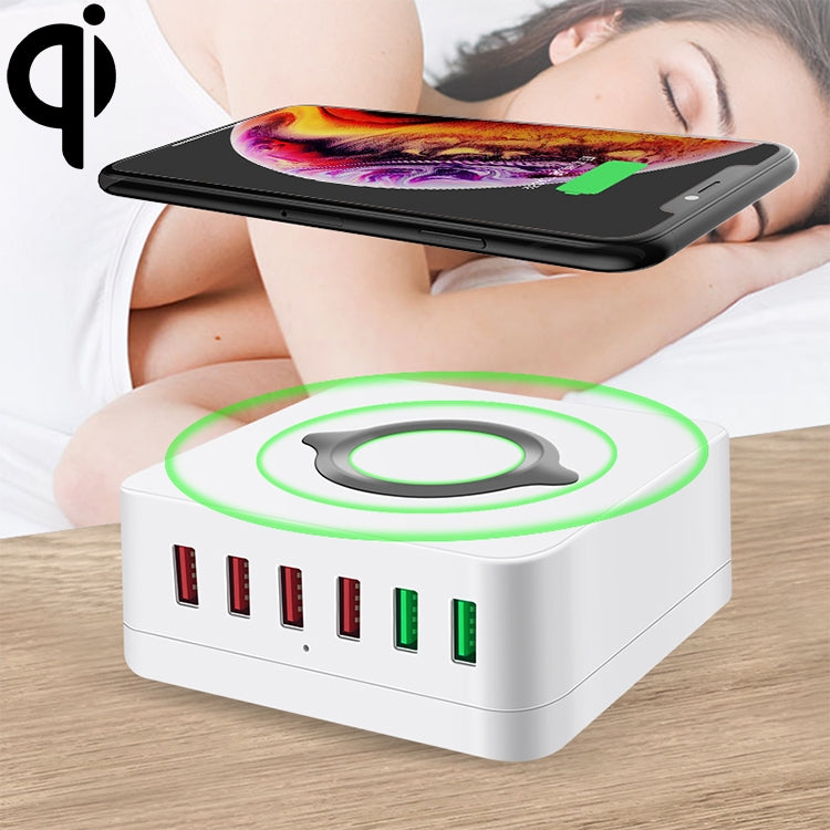 محطة شحن لاسلكية متعددة الوظائف 7 في 1 E6، حامل ذكي USB