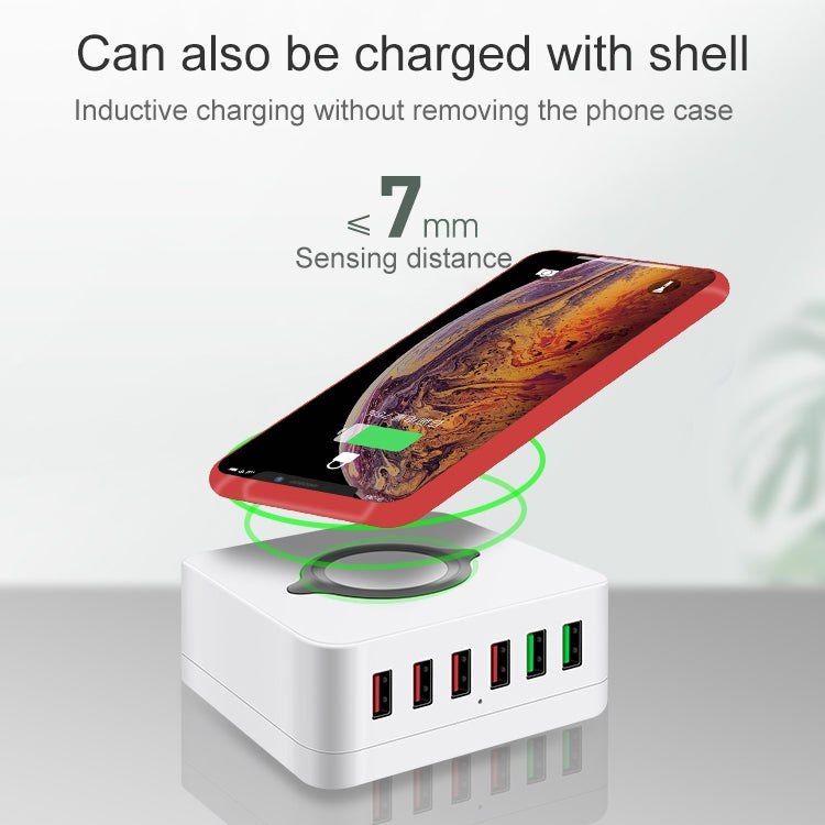 محطة شحن لاسلكية متعددة الوظائف 7 في 1 E6، حامل ذكي USB