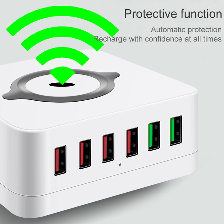 محطة شحن لاسلكية متعددة الوظائف 7 في 1 E6، حامل ذكي USB