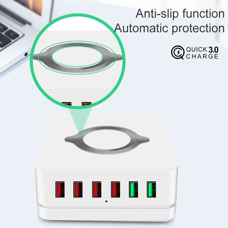 محطة شحن لاسلكية متعددة الوظائف 7 في 1 E6، حامل ذكي USB