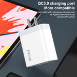 شاحن سفر IVON AD37 بتيار 5 أمبير و QC 3.0 بثلاثة منافذ USB، قابس أمريكي، AD37