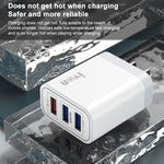 شاحن سفر IVON AD37 بتيار 5 أمبير و QC 3.0 بثلاثة منافذ USB، قابس أمريكي، AD37