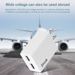 شاحن سفر IVON AD38 بمنفذين USB بتيار 5 فولت 2.1 أمبير، قابس أمريكي، AD38