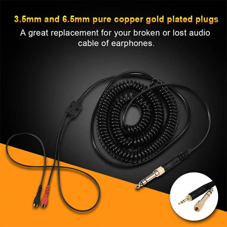 ZS0095 كابل نابض لسماعات Sennheiser HD25 / HD560 / HD540 / HD430 / HD250، طول الكابل: 1.5م-5م، ZS0095