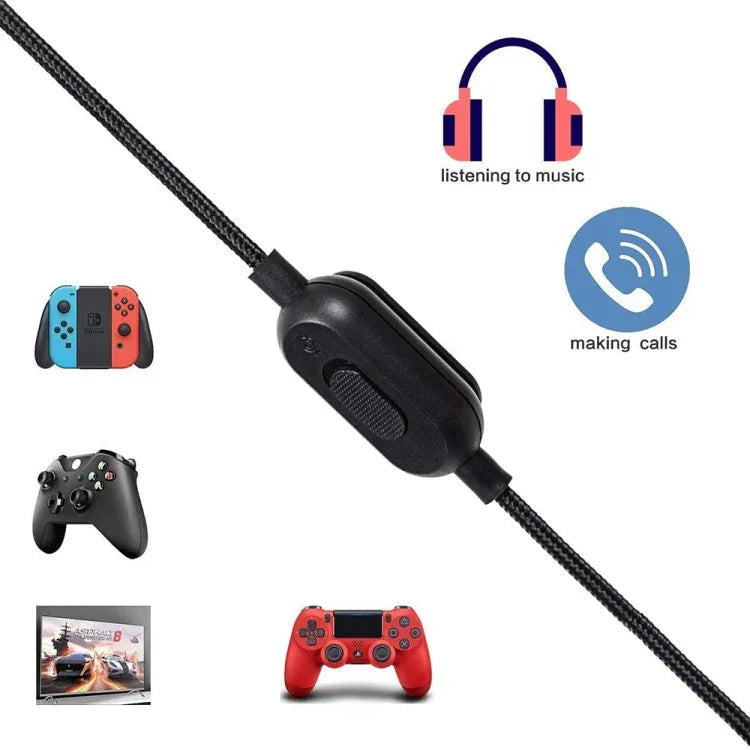 ZS0159 كابل صوت سماعة رأس ألعاب 3.5مم ذكر إلى ذكر مع تحكم سلكي لسماعات Logitech G433 / G233 / G Pro / G Pro X، طول الكابل: 2م
