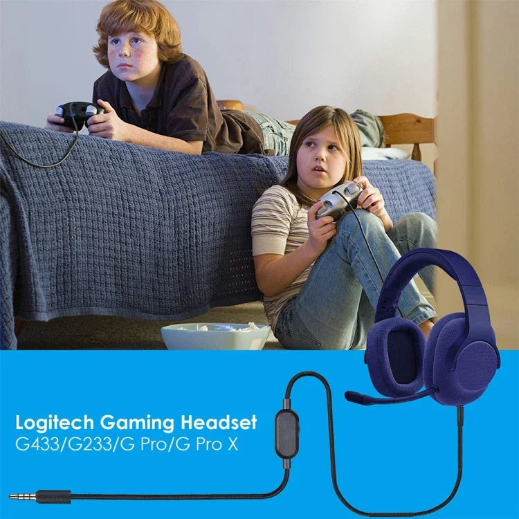 ZS0159 كابل صوت سماعة رأس ألعاب 3.5مم ذكر إلى ذكر مع تحكم سلكي لسماعات Logitech G433 / G233 / G Pro / G Pro X، طول الكابل: 2م