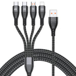 كابل شحن وبيانات سريع 4 في 1 بقوة 66 واط 6 أمبير USB إلى 8 دبابيس + Micro USB + USB-C مزدوج / Type-C، طول الكابل: 2 م، 66 واط