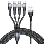 كابل شحن وبيانات سريع 4 في 1 بقوة 66 واط 6 أمبير USB إلى 8 دبابيس + Micro USB + USB-C مزدوج / Type-C، طول الكابل: 2 م، 66 واط
