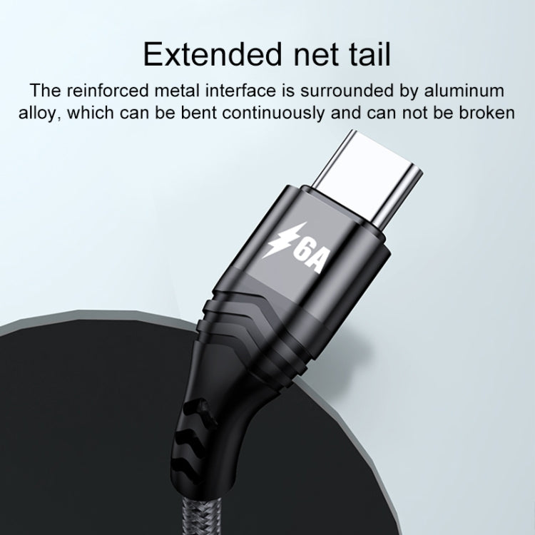 كابل شحن وبيانات سريع 4 في 1 بقوة 66 واط 6 أمبير USB إلى 8 دبابيس + Micro USB + USB-C مزدوج / Type-C، طول الكابل: 2 م، 66 واط