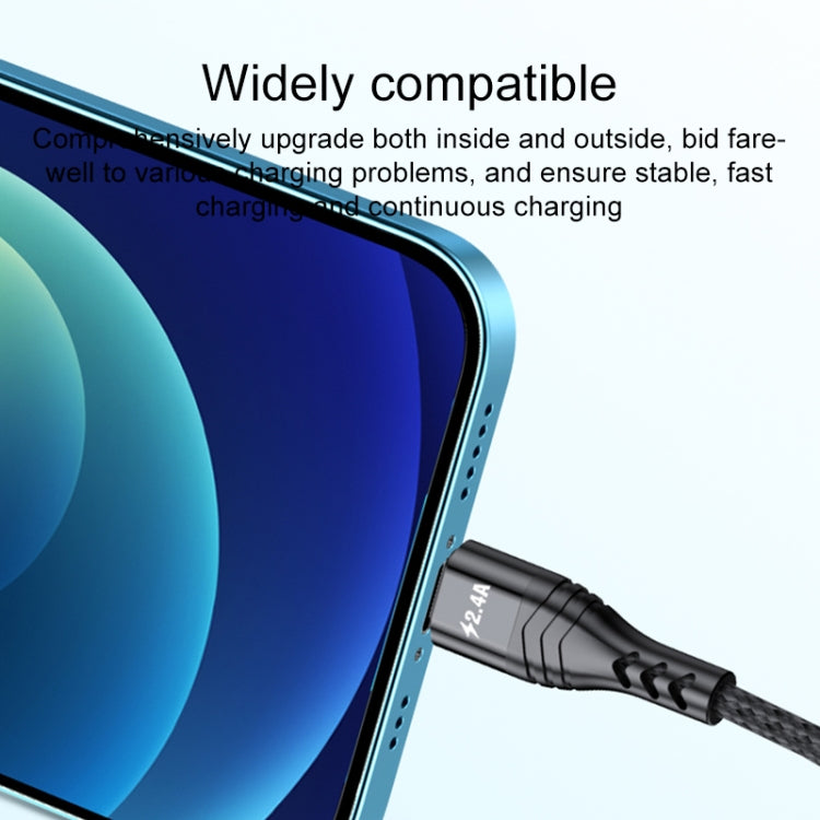 كابل شحن وبيانات سريع 4 في 1 بقوة 66 واط 6 أمبير USB إلى 8 دبابيس + Micro USB + USB-C مزدوج / Type-C، طول الكابل: 2 م، 66 واط