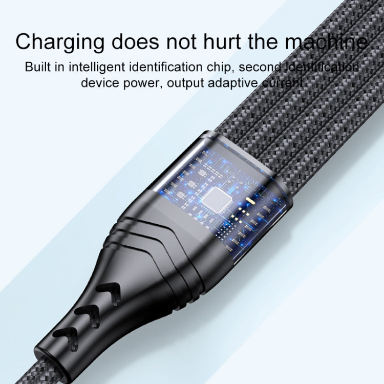 كابل شحن وبيانات سريع 4 في 1 بقوة 66 واط 6 أمبير USB إلى 8 دبابيس + Micro USB + USB-C مزدوج / Type-C، طول الكابل: 2 م، 66 واط