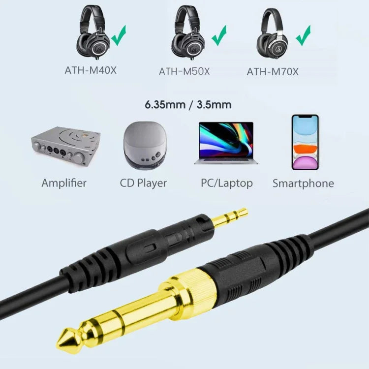 ZS0088 كابل صوت سماعة رأس نابض لسماعات Audio-Technica ATH-M50X / ATH-M40X، طول الكابل: 1.4م-3م، ZS0088