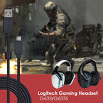 ZS0155 كابل صوت سماعة رأس USB لسماعات Logitech G633 / G633s يدعم المكالمات / إضاءة السماعة، طول الكابل: 2م، لسماعات Logitech G633 2م