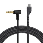 ZS0135 كابل صوت سماعة أذن لسماعات SteelSeries Arctis 3 / 5 / 7، طول الكابل: 2م، كابل صوت أسود، كابل صوت فضي