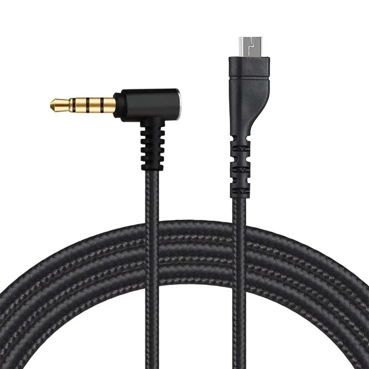 ZS0135 كابل صوت سماعة أذن لسماعات SteelSeries Arctis 3 / 5 / 7، طول الكابل: 2م، كابل صوت أسود، كابل صوت فضي
