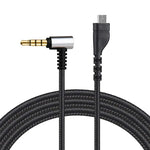 ZS0135 كابل صوت سماعة أذن لسماعات SteelSeries Arctis 3 / 5 / 7، طول الكابل: 2م، كابل صوت أسود، كابل صوت فضي