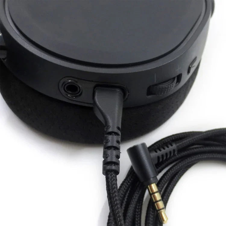 ZS0135 كابل صوت سماعة أذن لسماعات SteelSeries Arctis 3 / 5 / 7، طول الكابل: 2م، كابل صوت أسود، كابل صوت فضي