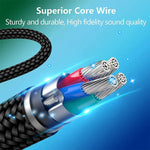 ZS0135 كابل صوت سماعة أذن لسماعات SteelSeries Arctis 3 / 5 / 7، طول الكابل: 2م، كابل صوت أسود، كابل صوت فضي