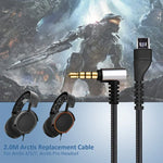 ZS0135 كابل صوت سماعة أذن لسماعات SteelSeries Arctis 3 / 5 / 7، طول الكابل: 2م، كابل صوت أسود، كابل صوت فضي