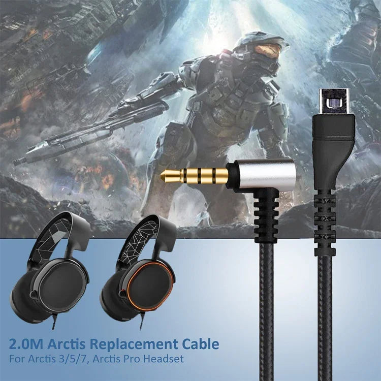 ZS0135 2 في 1 كابل صوت سماعة أذن + مجموعة كابل محول لسماعات SteelSeries Arctis 3 / 5 / 7، كابل صوت + كابل محول