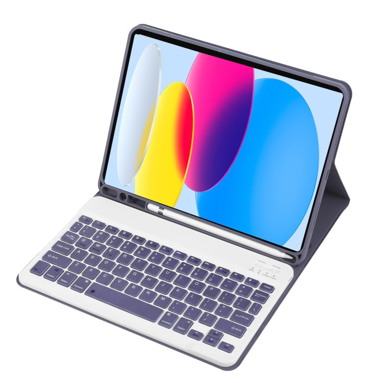 حافظة تابلت جلدية بلوحة مفاتيح بلوتوث فائقة النحافة بنسيج جلد الحمل لجهاز iPad 11 2025 / الجيل العاشر 10.9 2022 مع فتحة قلم، A10B