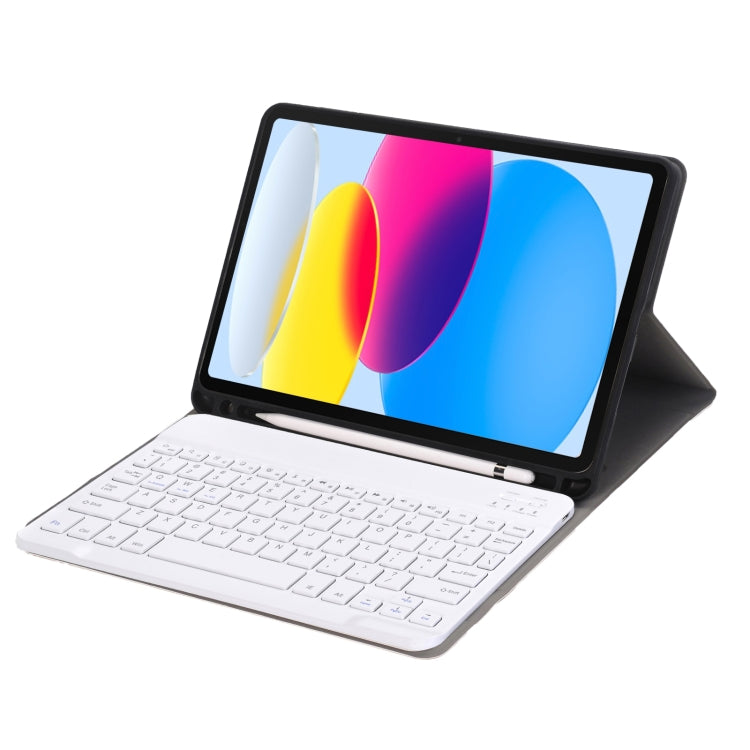 حافظة تابلت جلدية بلوحة مفاتيح بلوتوث فائقة النحافة بنسيج جلد الحمل لجهاز iPad 11 2025 / الجيل العاشر 10.9 2022 مع فتحة قلم، A10B
