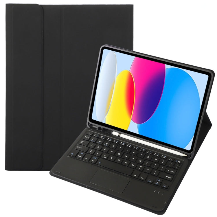 حافظة تابلت جلدية بلوحة مفاتيح لمس بلوتوث بنسيج جلد الحمل لجهاز iPad 11 2025 / الجيل العاشر 10.9 2022 مع فتحة قلم، A10B-A