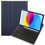 حافظة تابلت جلدية بلوحة مفاتيح لمس بلوتوث بنسيج جلد الحمل لجهاز iPad 11 2025 / الجيل العاشر 10.9 2022 مع فتحة قلم، A10B-A