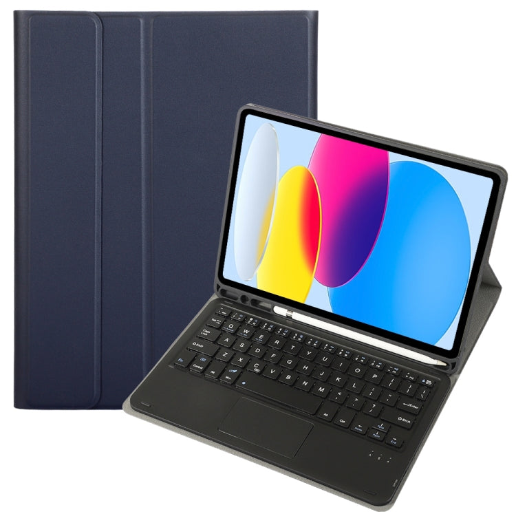 حافظة تابلت جلدية بلوحة مفاتيح لمس بلوتوث بنسيج جلد الحمل لجهاز iPad 11 2025 / الجيل العاشر 10.9 2022 مع فتحة قلم، A10B-A