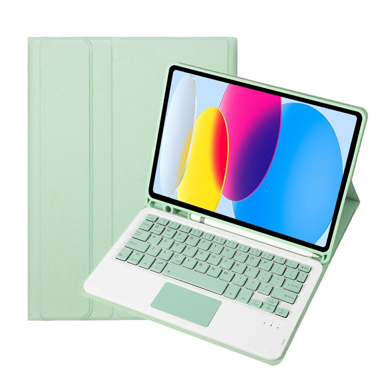 حافظة تابلت جلدية بلوحة مفاتيح لمس بلوتوث بنسيج جلد الحمل لجهاز iPad 11 2025 / الجيل العاشر 10.9 2022 مع فتحة قلم، A10B-A