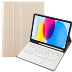 حافظة تابلت جلدية بلوحة مفاتيح لمس بلوتوث بنسيج جلد الحمل لجهاز iPad 11 2025 / الجيل العاشر 10.9 2022 مع فتحة قلم، A10B-A