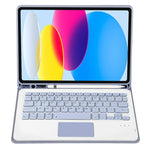 حافظة تابلت جلدية بلوحة مفاتيح لمس بلوتوث بنسيج جلد الحمل لجهاز iPad 11 2025 / الجيل العاشر 10.9 2022 مع فتحة قلم، A10B-A