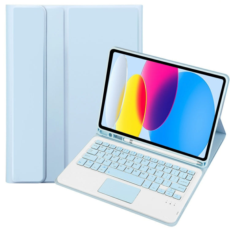 حافظة تابلت جلدية بلوحة مفاتيح لمس بلوتوث بنسيج جلد الحمل لجهاز iPad 11 2025 / الجيل العاشر 10.9 2022 مع فتحة قلم، A10B-A