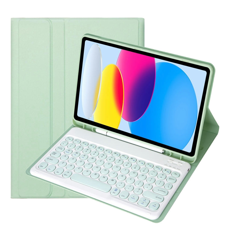 لحافظة جهاز iPad 11 2025 / الجيل العاشر 10.9 2022 YA10B بلوحة مفاتيح بلوتوث بنسيج جلد الحمل مع فتحة قلم، YA10B