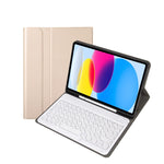 لحافظة جهاز iPad 11 2025 / الجيل العاشر 10.9 2022 YA10B بلوحة مفاتيح بلوتوث بنسيج جلد الحمل مع فتحة قلم، YA10B