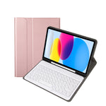 لحافظة جهاز iPad 11 2025 / الجيل العاشر 10.9 2022 YA10B بلوحة مفاتيح بلوتوث بنسيج جلد الحمل مع فتحة قلم، YA10B