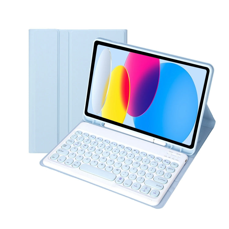 لحافظة جهاز iPad 11 2025 / الجيل العاشر 10.9 2022 YA10B بلوحة مفاتيح بلوتوث بنسيج جلد الحمل مع فتحة قلم، YA10B