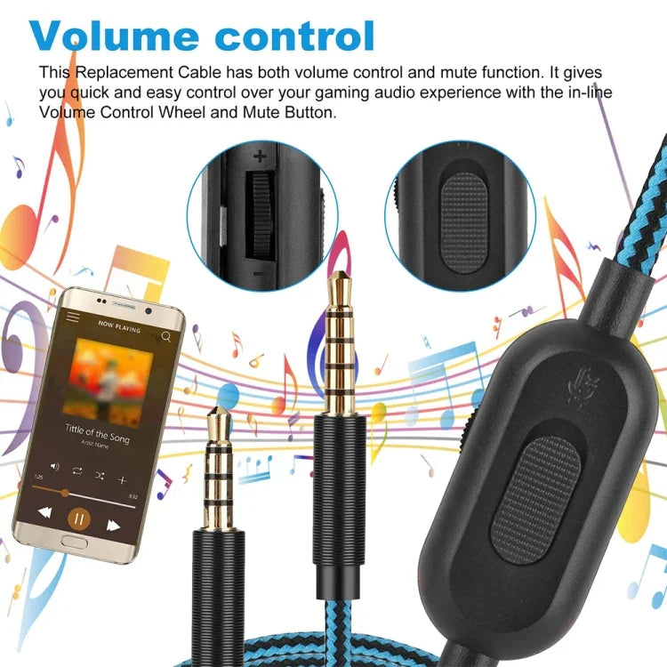 ZS0162 كابل صوت سماعة ألعاب مع تحكم سلكي لإصدارات Logitech Astro A10 A40 A30، إصدار التحكم السلكي