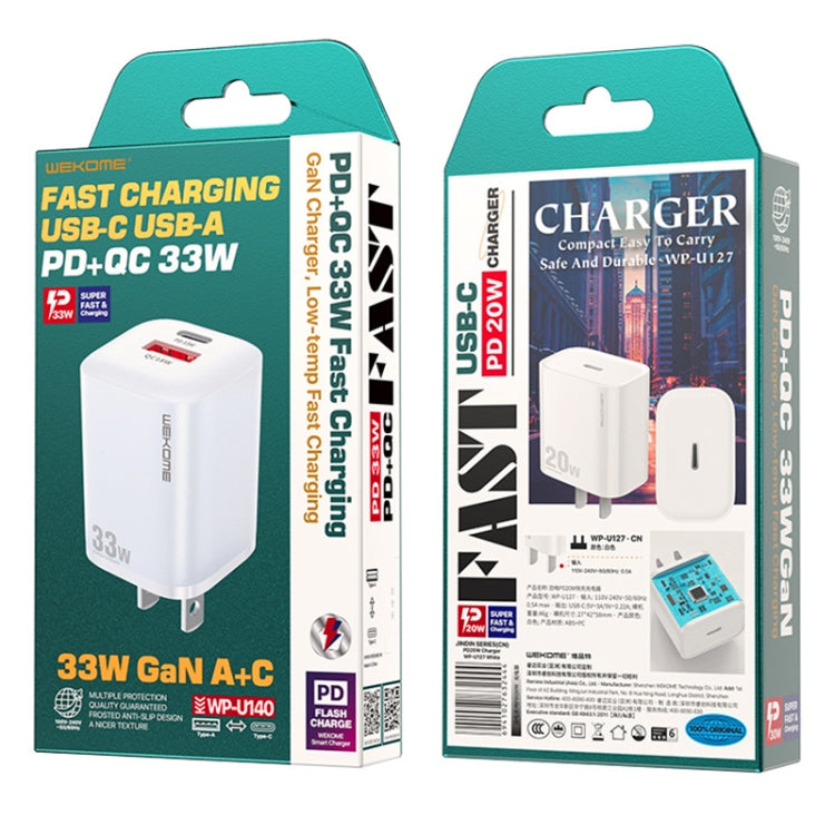 شاحن سريع من سلسلة الطاقة WK WP-U140 بقوة 33 واط USB+USB-C/Type-C، المواصفات: قابس الولايات المتحدة، 33 واط قابس الولايات المتحدة