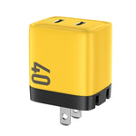 شاحن غاليوم نيتريد مزدوج USB-C/Type-C بقوة 40 واط WK WP-U128، المواصفات: قابس الولايات المتحدة، قابس الولايات المتحدة