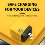 شاحن غاليوم نيتريد مزدوج USB-C/Type-C بقوة 40 واط WK WP-U128، المواصفات: قابس الولايات المتحدة، قابس الولايات المتحدة