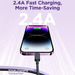 JOYROOM S-AL012A14 سلسلة متعددة الألوان، كابل شحن سريع وبيانات USB بقوة 2.4A من USB إلى 8 دبابيس، الطول: 1.2م، USB إلى 8 دبابيس