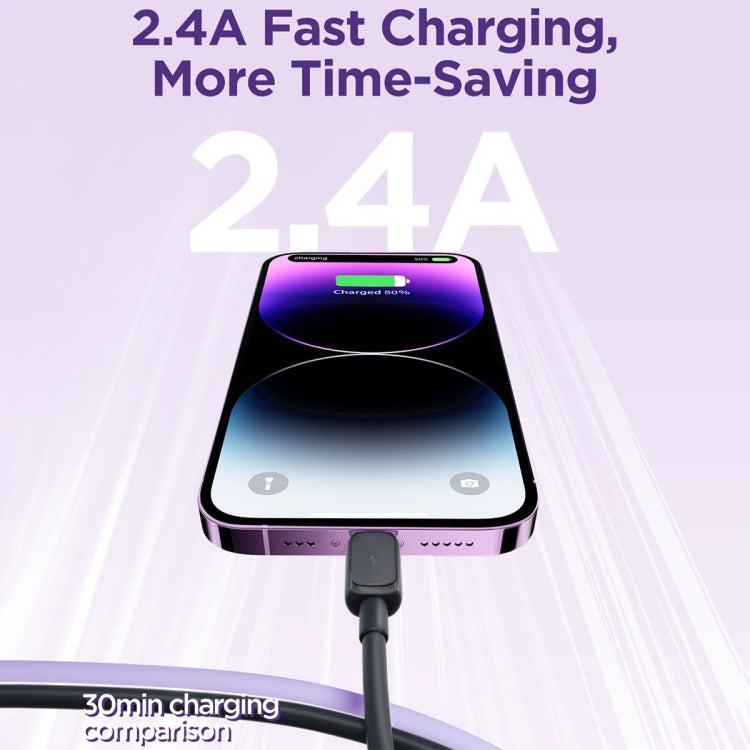 JOYROOM S-AL012A14 سلسلة متعددة الألوان، كابل شحن سريع وبيانات USB بقوة 2.4A من USB إلى 8 دبابيس، الطول: 1.2م، USB إلى 8 دبابيس