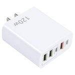 شاحن متعدد المنافذ 120 واط مزدوج PD Type-C + 3 منافذ USB، قابس الولايات المتحدة، قابس الولايات المتحدة