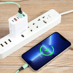 شاحن متعدد المنافذ 120 واط مزدوج PD Type-C + 3 منافذ USB، قابس الولايات المتحدة، قابس الولايات المتحدة